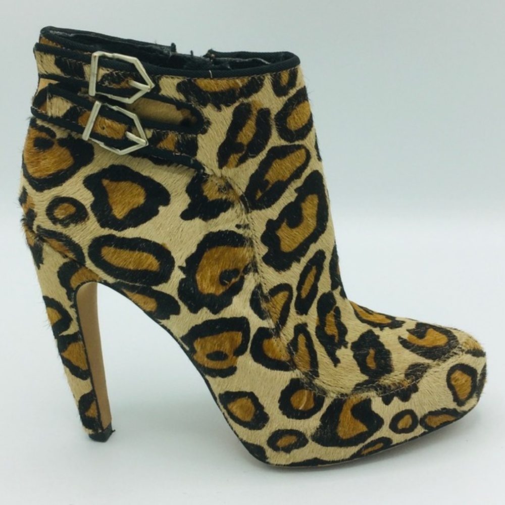 Sam Edelman Leather Leopard Print Booties 4.5 M